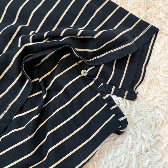 Peter Millar third button up Polo Shirt Mens Large Black white Stripes SZ M - Picture 8 of 9